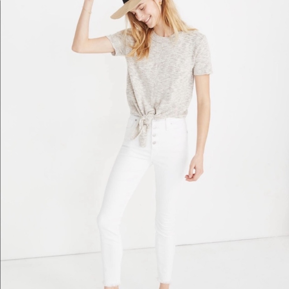 MADEWELL knot front short sleeve sweater tee